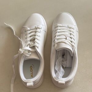 Aldo Classic White Lace-Up Sneakers